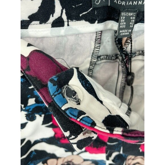 Adrianna Papell Women's Pants Size 12 Red White Floral Print Ankle Cropped - Picture 8 of 10